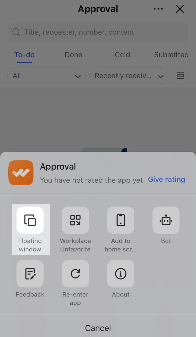 Kiểm tra trên cửa sổ nổi