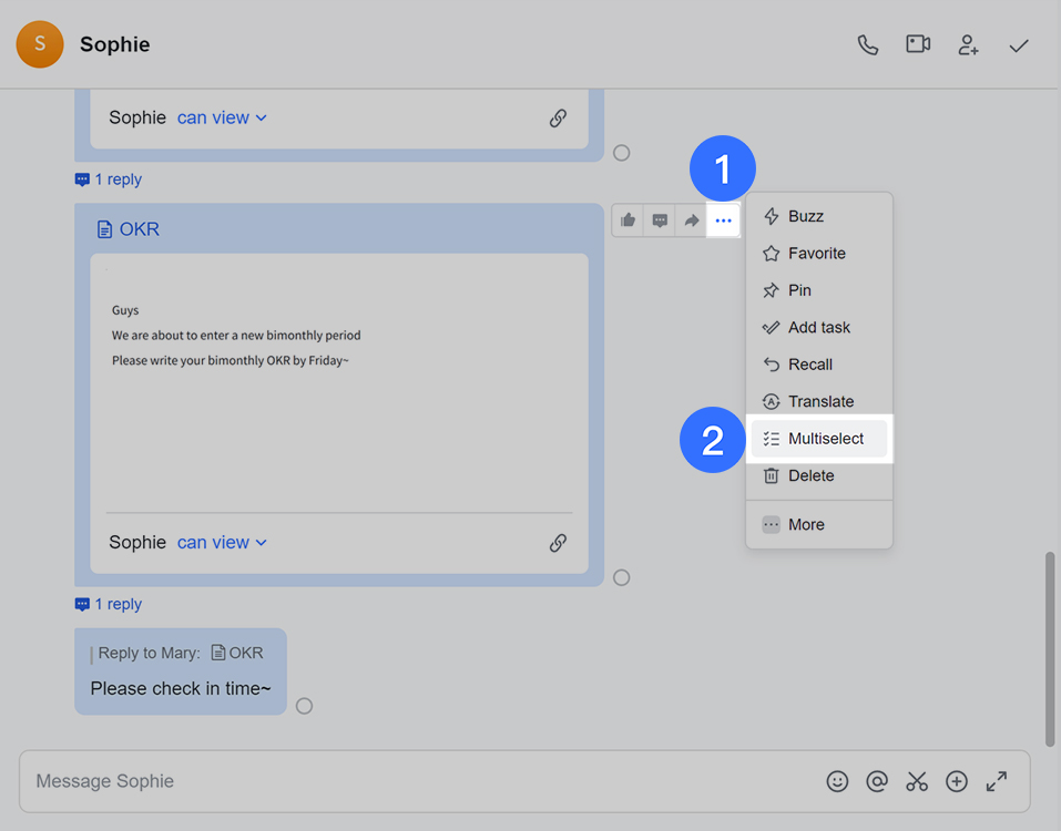 Cách chọn nhiều tin nhắn trong một cuộc trò chuyện 1 