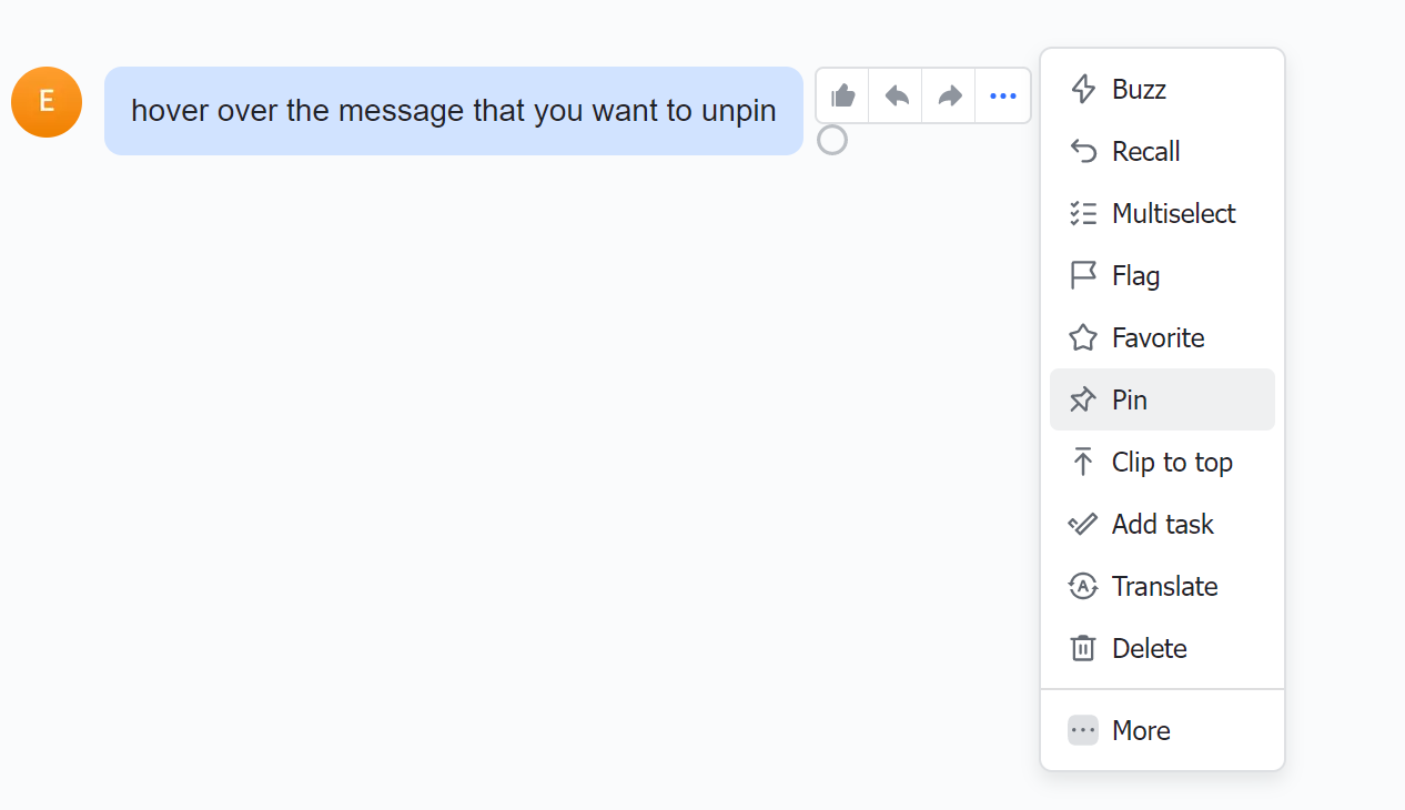 Ghim tin nhắn bằng máy tính để bàn