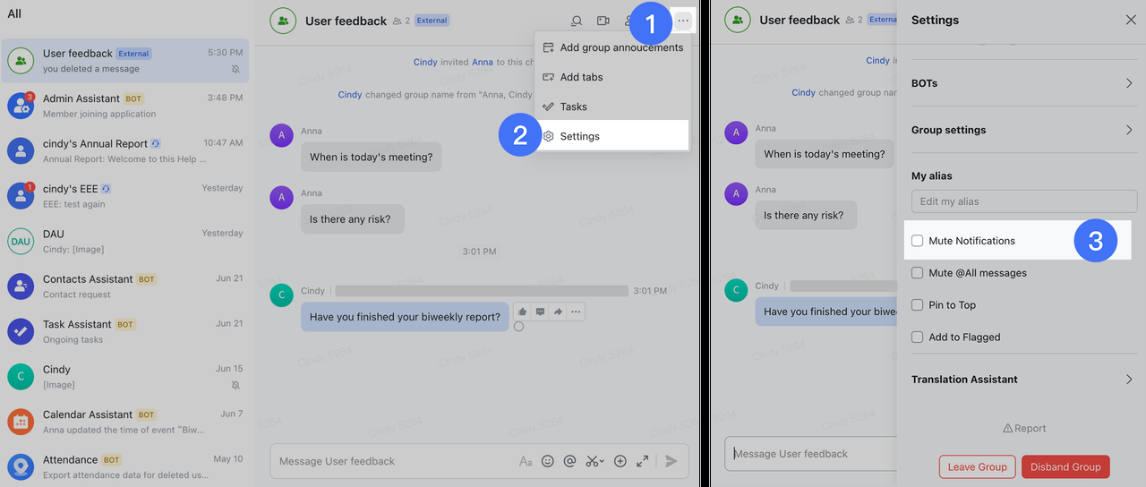 Tắt thông báo trò chuyện cách 2