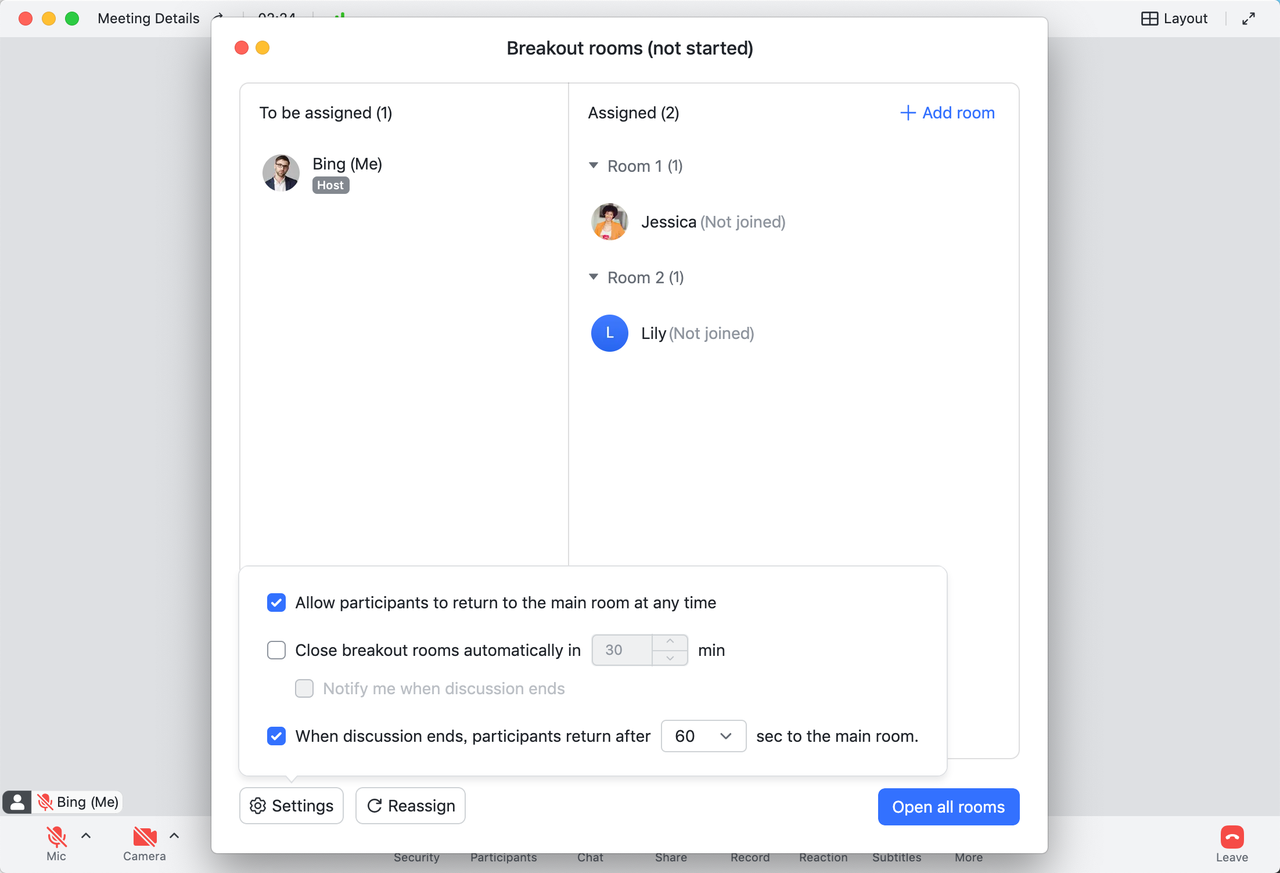 Định cấu hình cài đặt phòng nhóm