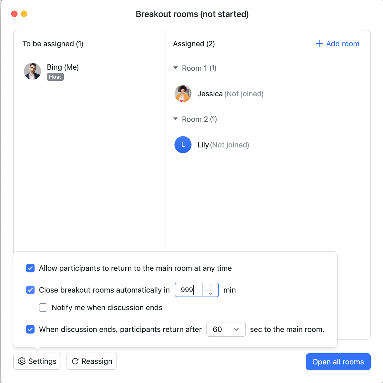 Tự động đóng phòng họp nhóm trong