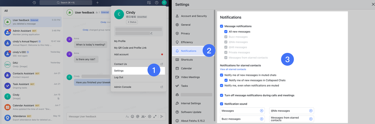 Tắt thông báo các loại tin nhắn khác nhau 