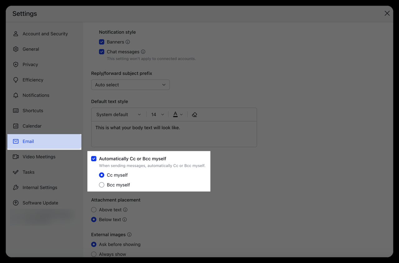 Tự động Cc/Bcc cho chính mình khi soạn email