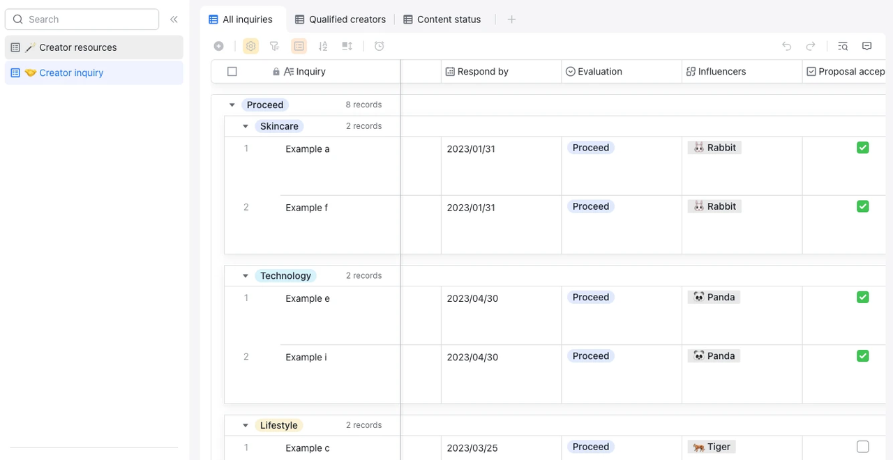 Template Quản lý nhà sáng tạo nội dung
