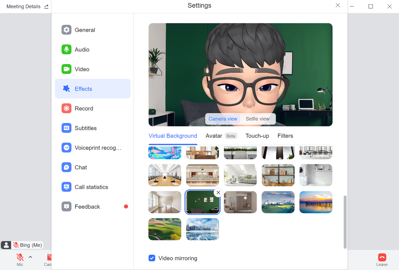 Hiệu ứng phông nền ảo