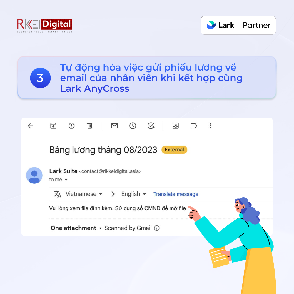 Tự động hóa phiếu lương, bằng khen, hóa đơn,... bằng Lark Base