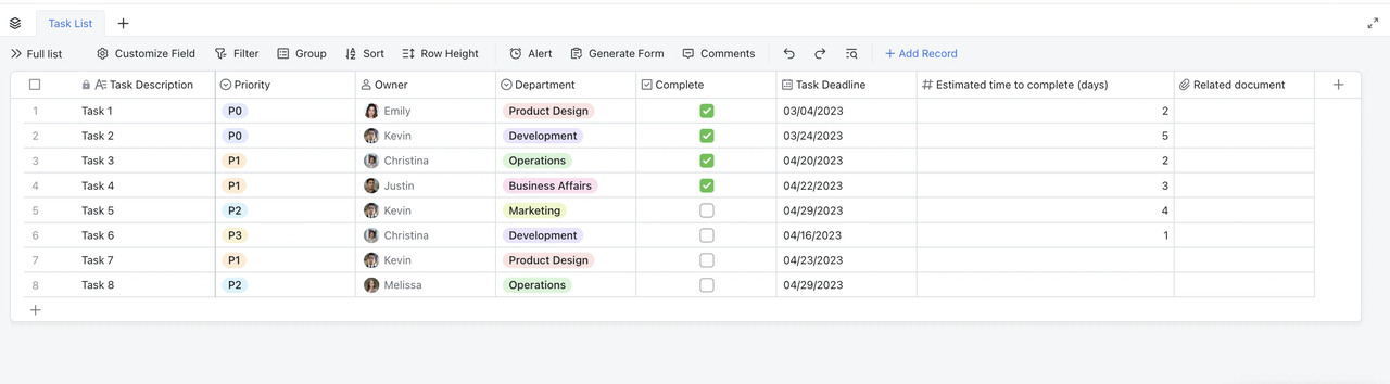 Template Phân công nhiệm vụ nhóm