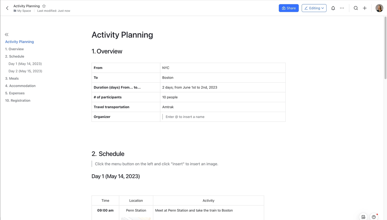 Template Kế hoạch hoạt động nội bộ