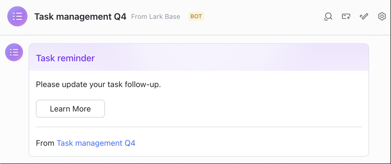 Gửi tin nhắn trong vai trò bot của Lark Base