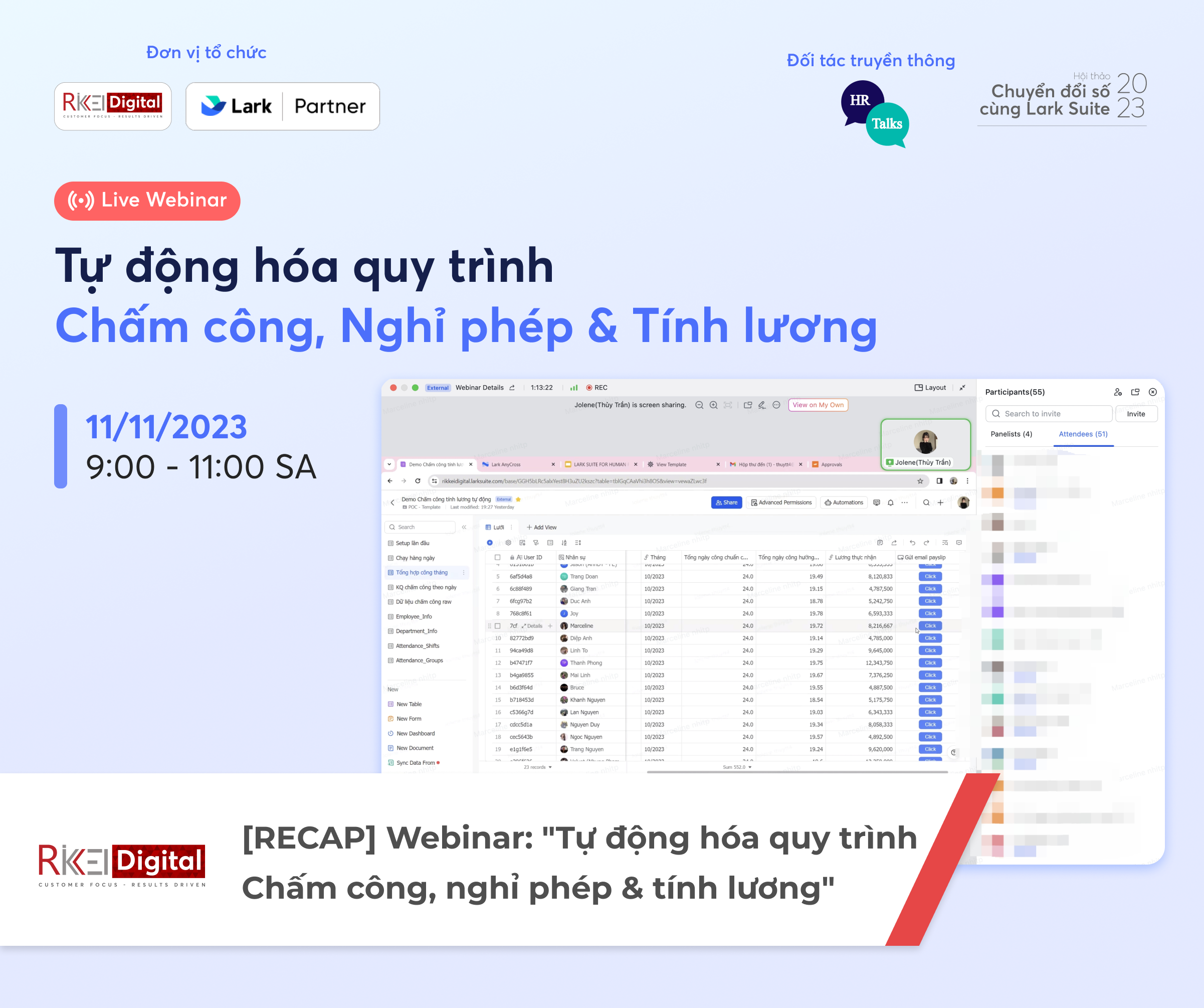 [RECAP] Webinar #1: "Tự động hóa Chấm công, Nghỉ phép & Tính lương cùng Lark Suite"