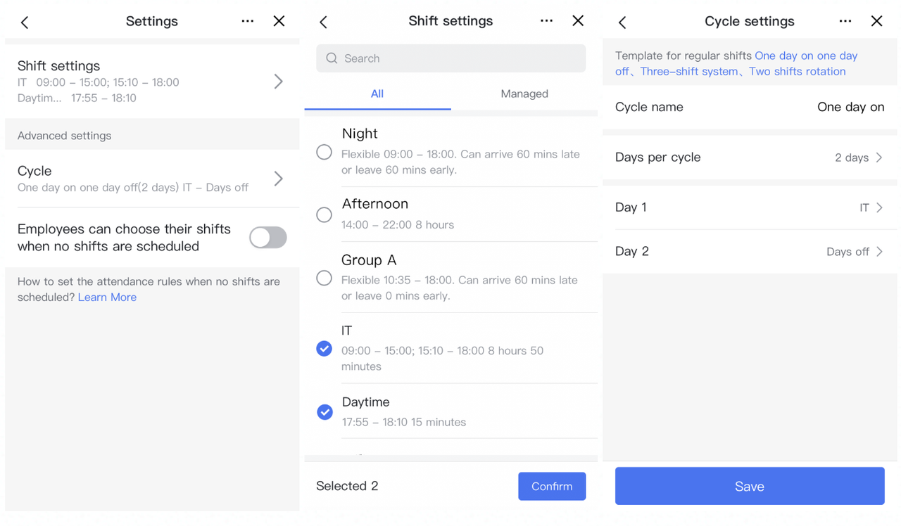Thiết lập chấm công theo ca được lên lịch sẵn