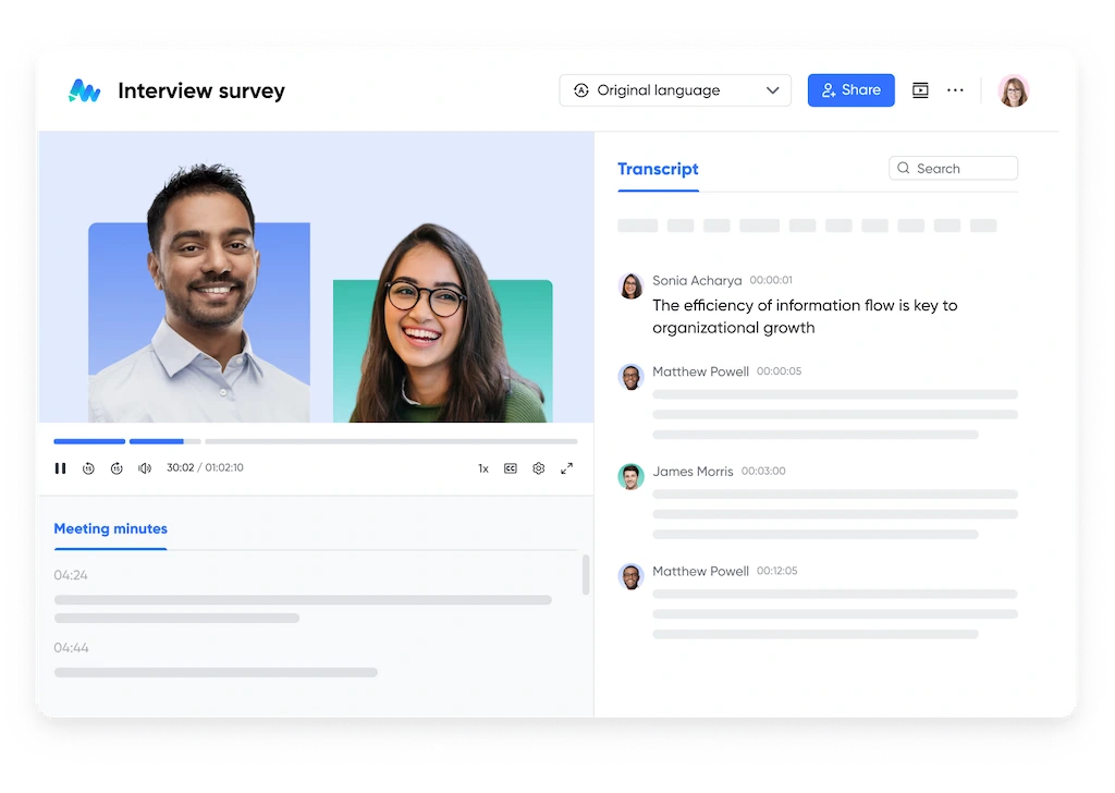 AI tự động tạo transcript v&agrave; viết meeting minutes cho cuộc họp trực tuyến