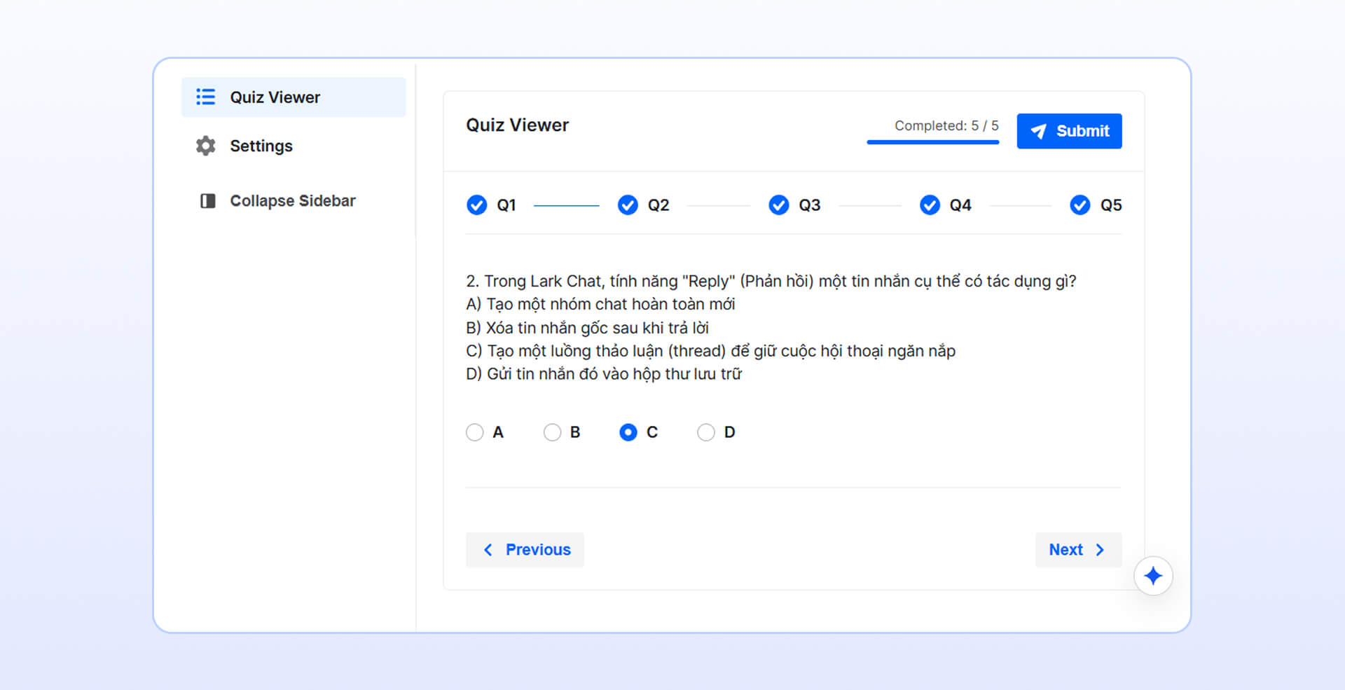 Quiz Viewer giải pháp tạo bài test nhân sự trong doanh nghiệp trên Lark Base