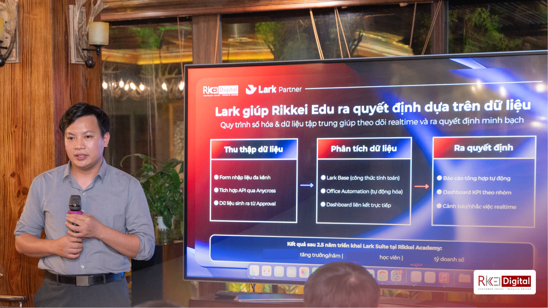 Ph&oacute; Gi&aacute;m đốc Rikkei Education đ&atilde; chia sẻ c&aacute;ch doanh nghiệp ứng dụng Lark để x&acirc;y dựng m&ocirc; h&igrave;nh vận h&agrave;nh dựa tr&ecirc;n dữ liệu