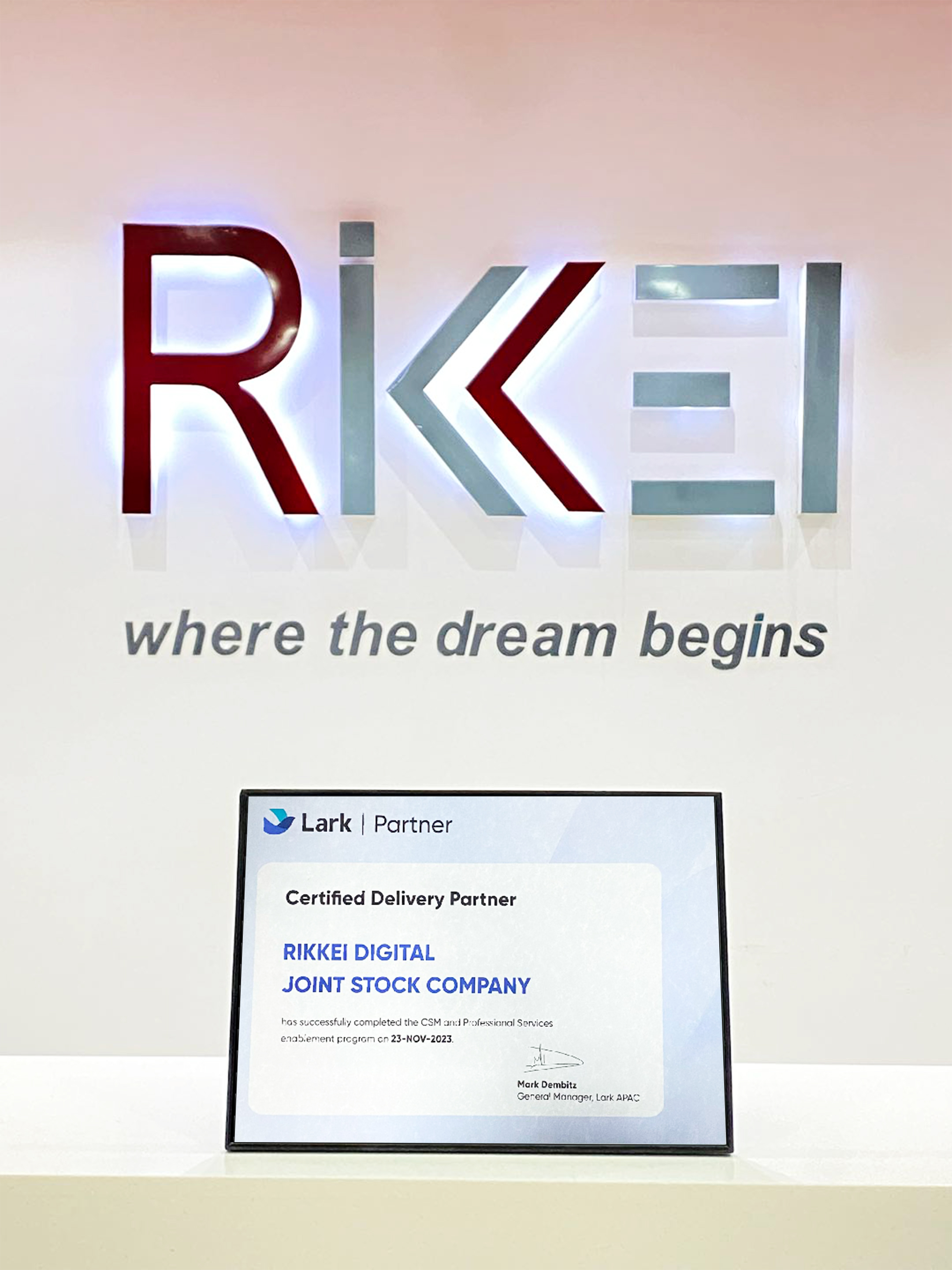 Rikkei Digital - Đối tác Đầu Tiên của Lark Suite tại APAC nhận chứng chỉ Delivery Partner