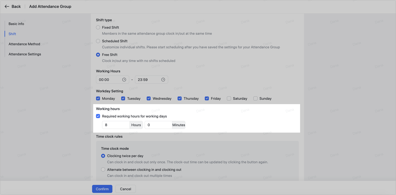 Thiết lập giờ làm việc tối thiểu cho các thành viên trong ca linh hoạt