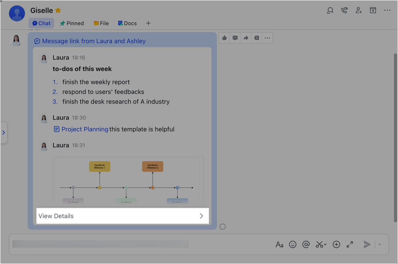Dán Liên kết tin nhắn vào cuộc trò chuyện