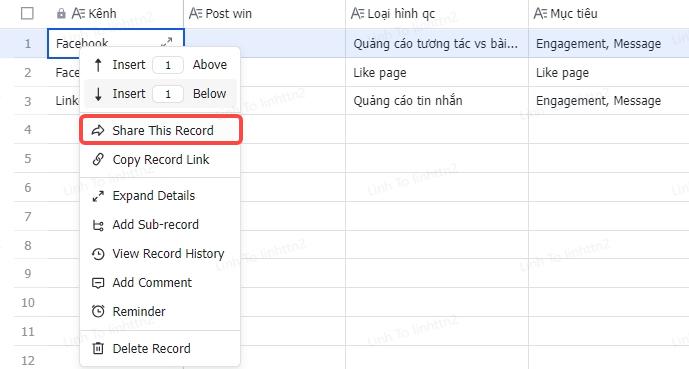 share record tới lark messenger