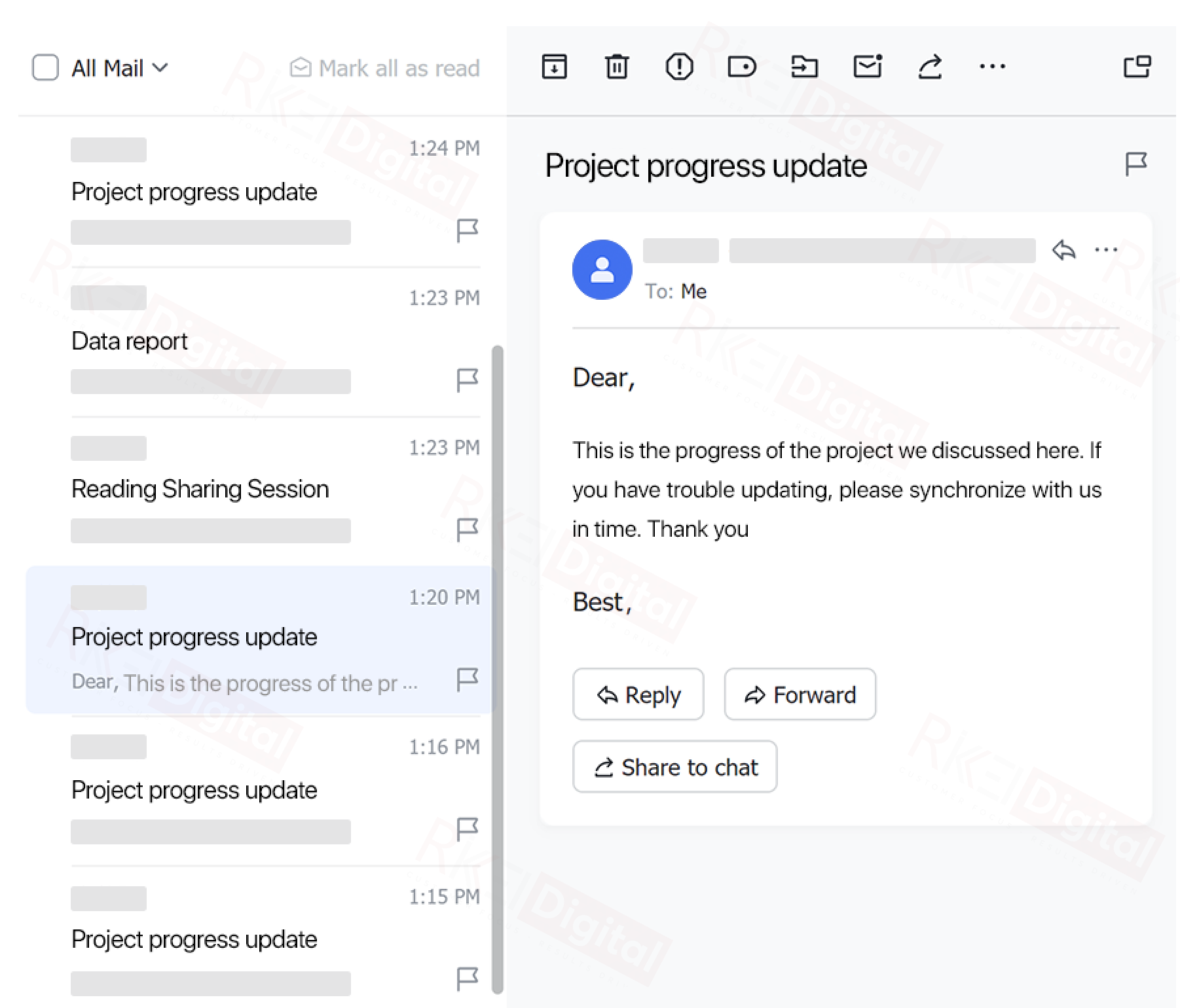 cách hiển thị mail của lark mail
