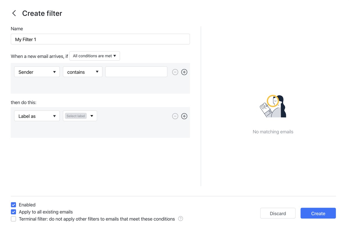 đặt bộ lọc tự động trong lark mail