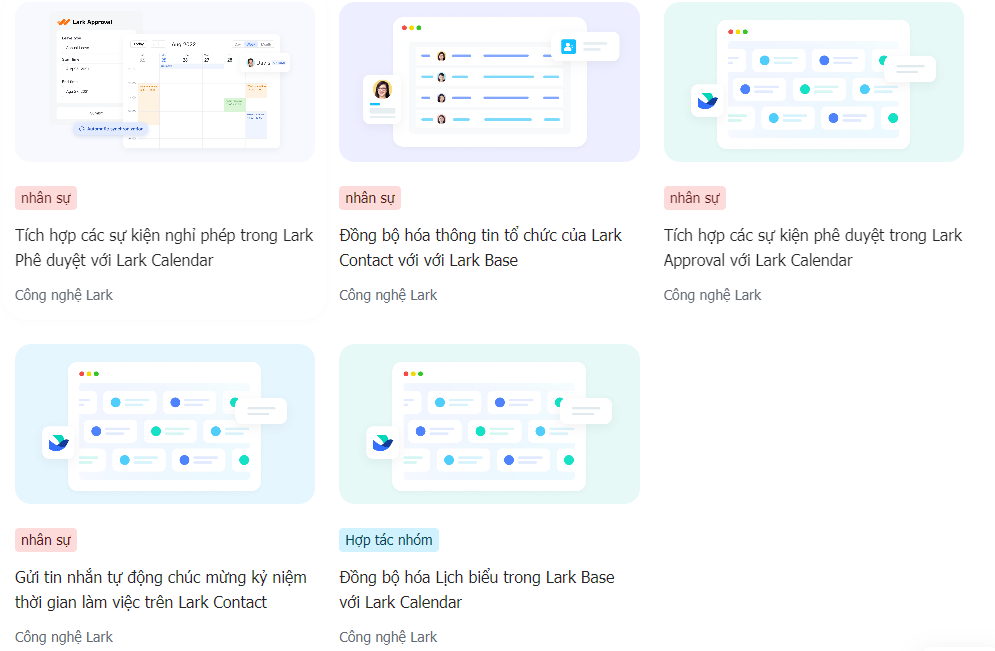 Các quy trình tự động và kết nối hệ thống có thể thiết lập qua lark anycross