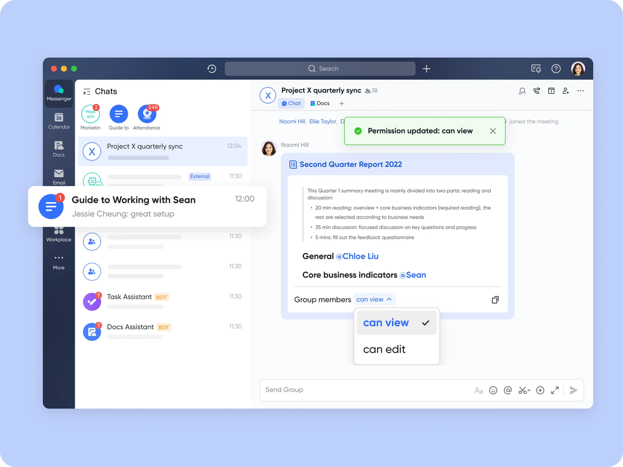 tích hợp lark chat và lark docs