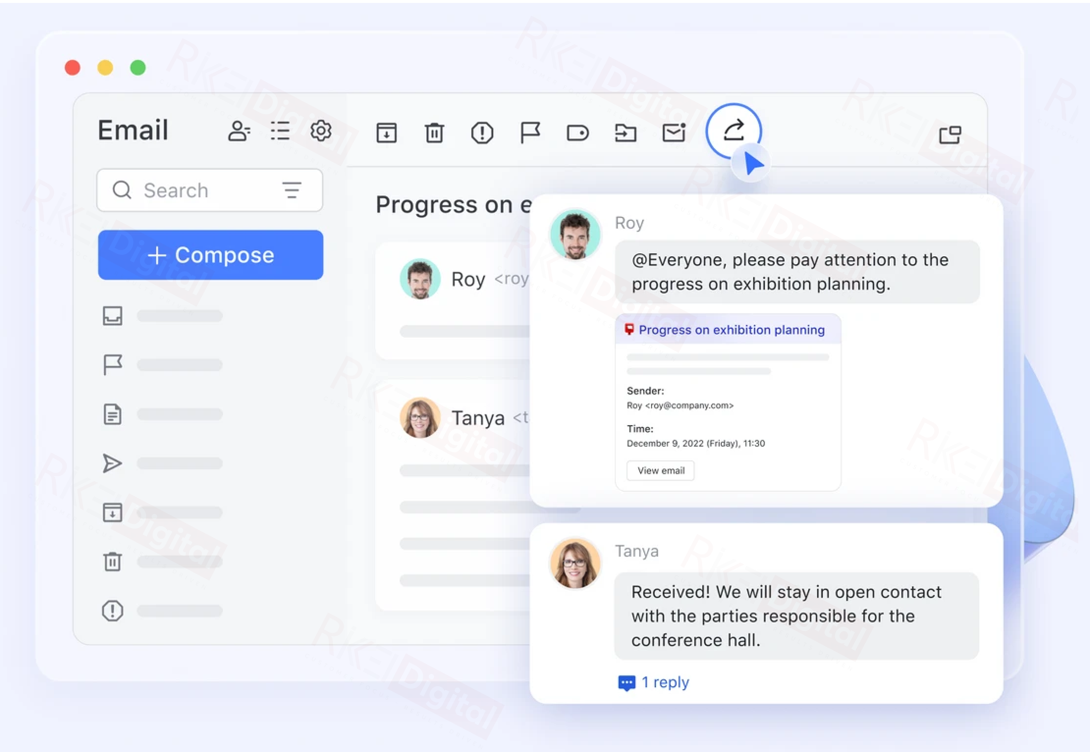 chia sẻ email vào Lark Messenger