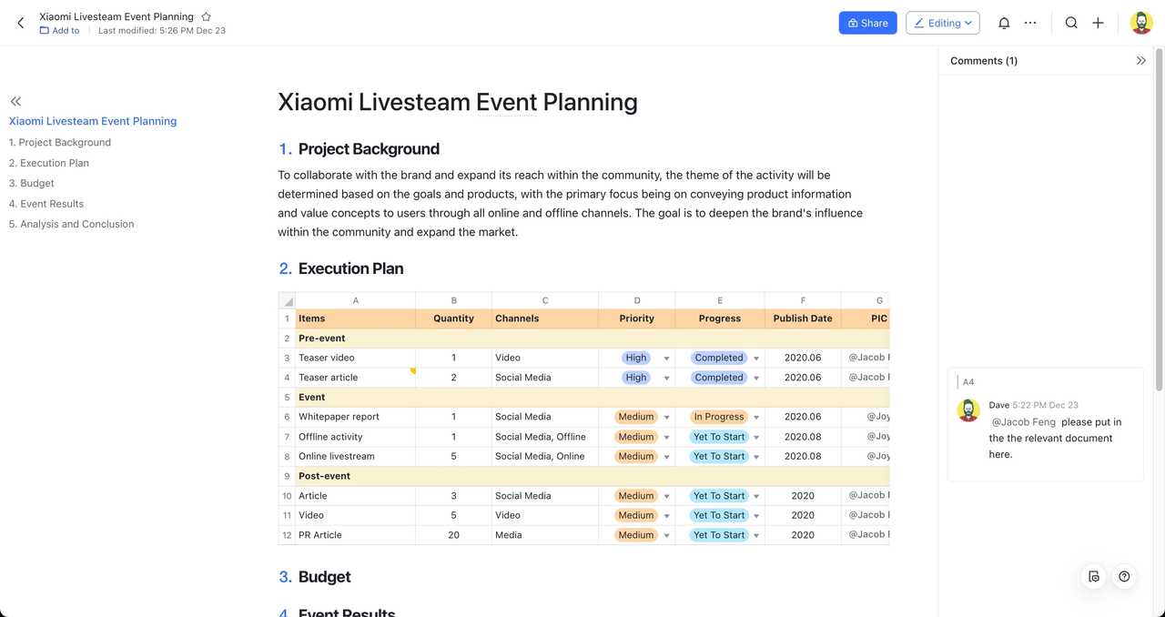 xiaomi ứng dụng lark docs trong công việc