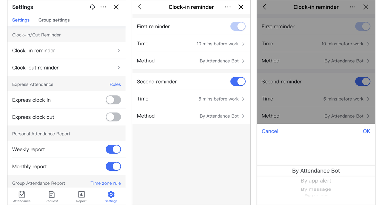 Cài đặt thông báo tự động