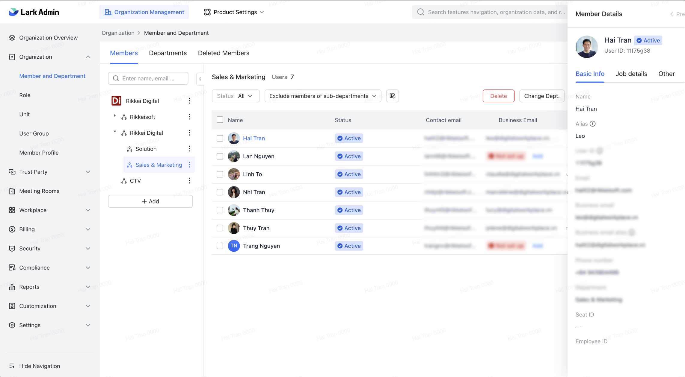 cách lark quản trị theo sơ đồ tổ chức doanh nghiệp