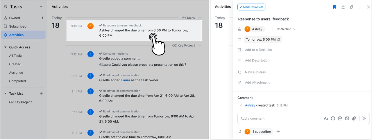 Xem lịch sử & chỉnh sửa 1 nhiệm vụ cụ thể